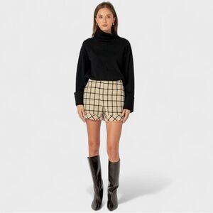 English Factory Textured Checkered High Waisted Shorts. Women’s XS